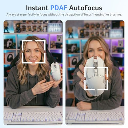 Acer A640 4K Webcam with AI Noise Canceling Mic for Streaming Meetings | Sony 1/2.8" Sensor, PDAF Autofocus, 2K 1080P/60fps, A to C Adapter, Computer Camera for switch 2 Camera Teams Zoom Facetime - color: Light Black