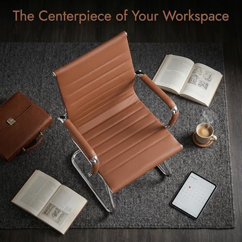 HNY 2-Pack PU Leather Office Guest Chairs - color: Coffee, size: 2 PCS