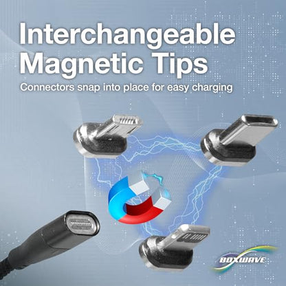 BoxWave Cable Compatible with Logitech Spotlight Presentation Remote - MagnetoSnap PD AllCharge Cable (100W), Magnet Charging Braided USB Type-C Micro - Jet Black