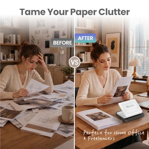10-Hole Binding Machine for Planners, Metal Loose Leaf Punch Tool,26 Holes for B5, 30 for A4, 20 for A5 Paper, Handheld Manual Notebook Puncher for Home Office School DIY Project - color: White, size: M