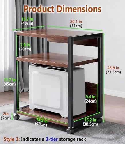 Mobile Printer Under Desk Cart for Documents, Storage Office Machine Stand with Steel Frame, Multi-Tier Shelf for Home Easy-Assemble(2-Tier) - size: 2-Tier