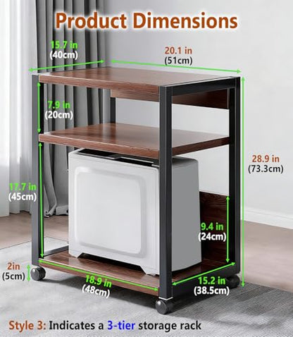 Mobile Printer Under Desk Cart for Documents, Storage Office Machine Stand with Steel Frame, Multi-Tier Shelf for Home Easy-Assemble(4-Tier) - size: 4-Tier