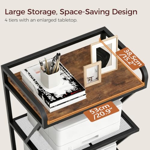 MAHANCRIS Mobile Printer Stand, Large Printer Table, 4-Tier Printer Cart