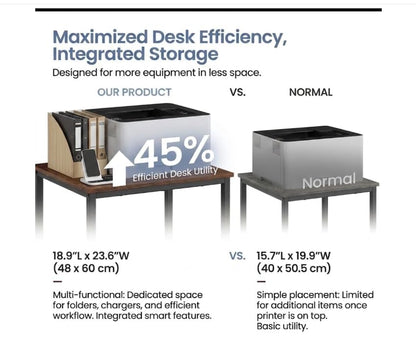 31.5" Heavy Duty Large Printer Stand with Adjustable Storage Shelf, Wood - color: Wood, size: 3-Tier
