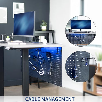 VIVO Black Clamp-on 60 x 24 inch Desk Pegboard, PP-DK30B-2 - color: Black, size: 60"