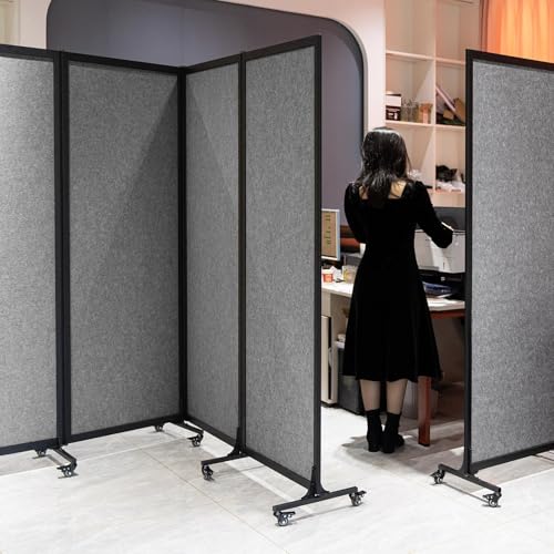 Room Partition 2.0 Upgrade Version,12'2"L* 6'7"H,6 Panel，Light Grey - color: Light Grey, size: 6