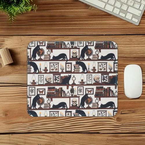 Mouse Pad for Desk with Stitched Edge, Premium Cute Washable Mouse Pads. Computer Mousepad with Non-Slip Rubber Base, Mousepads for Laptop, 9.25x7.75x0.12 inch (Gothic Cats) - color: Gothic Cats