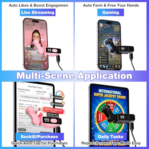 2 Pack Auto Clicker Tapper for Phone Rechargeable & 107 Adjustable Speeds