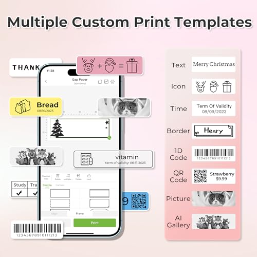 Nelko P21 Label Maker Machine with Tape, Bluetooth Label Printer, Pink - color: Pink