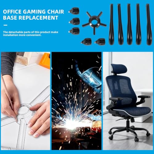 XSZD 28 Inch Heavy Duty Office Chair Base with 5 Casters,Easy to Assemble | Reinforced Metal Chair Feet,Universal Gas Cylinder Fit,for Swivel/Computer/Criss Cross Chairs - color: Matte Black