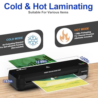 9 inch Laminator Machine with 40 Laminating Sheets - color: Matte Black