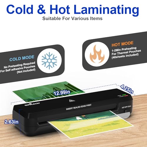 9 inch Laminator Machine with 40 Laminating Sheets - color: Matte Black