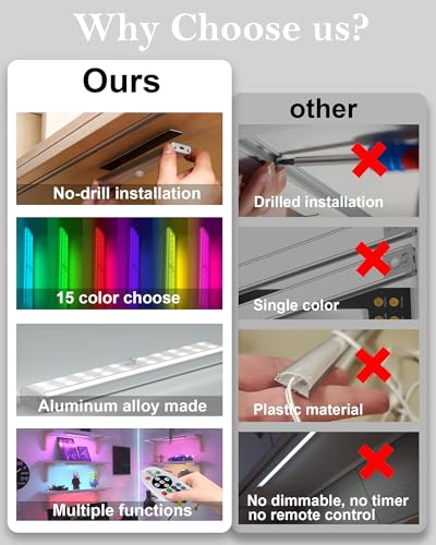 Under Cabinet Lights Wireless, 48-LED Under Cabinet Lighting Rechargeable, Closet Light with Timer & Dimmable, Under Counter Lights for Kitchen Shelf Pantry Desk (4 Packs) - color: RGB/4 Pack