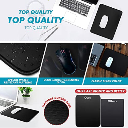 Mouse Pad Bundle Stitched Edges Premium Waterproof Gaming Mouse Mat Pad, Extends Battery Life Non-Slip Rubber Base Thick Black Mousepad for Laptop Computer & PC, 11 x 8.7 inch, Black-Pack of 6 - color: Black - Standard - 6 Packs