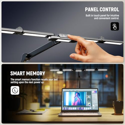NEEWER Basics 32.5" Clip On Desktop LED Light for Home Office, 23W LED Dimmable Architect Lamp with Table Desk Clamp, 5 Light Bars, Computer Drafting Video Conference Atmosphere Lighting, DL01