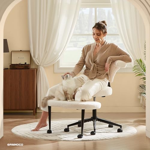 Extra Wide ADHD Cross Legged Office Chair, 360° Swivel Kneeling Meditation | Extra-wide cross-legged kneeling chair with reversible seat, 360° swivel, adjustable height—for ADHD, meditation & comfort - color: White