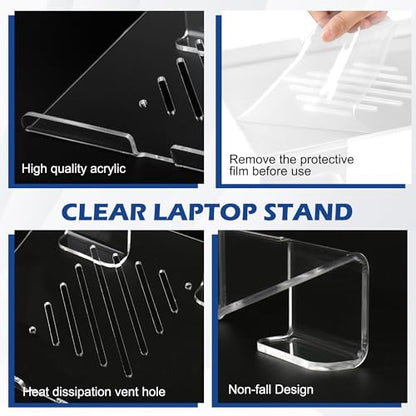 Slim Acrylic Laptop Stand, Portable Ventilated Desktop Riser for Desk, 11-15.6 Inch - color: Transparent
