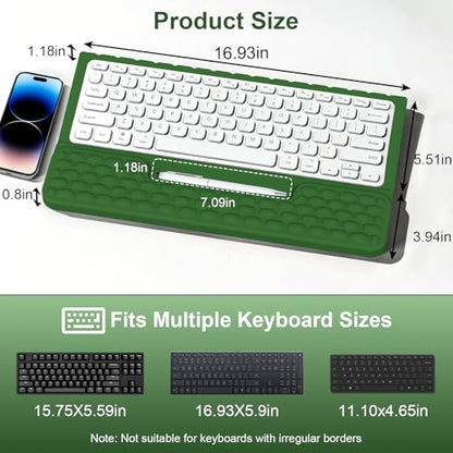 Ergonomic Keyboard Stand with Soft Memory Foam Wrist Rest for Office - color: Green