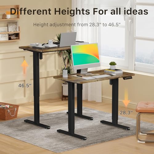 JOY worker Electric Small Stand Up Desk, 35" Whole Piece Height Adjustable - color: Rustic Brown, size: 35" * 20"