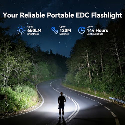 TECKNET EDC Flashlight Clip-on Light, Rechargeable Mini Pocket Flashlight | 650 Lumens, 7 Lighting Modes, Magnetic Flash Lights, IPX6 Waterproof, Small Keychain Light for Outdoor or Home Emergencies