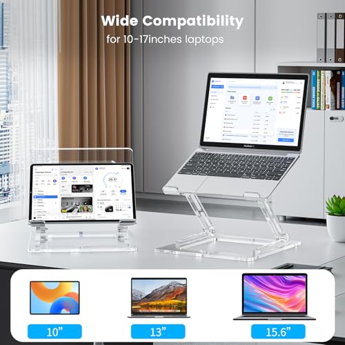 Laptop Stand for Desk, Portable Acrylic Laptop Riser, Ergonomic Adjustable Computer Stand Holder for Notebook MacBook Air Pro, Dell XPS, HP (10-17.3'') - color: A-White