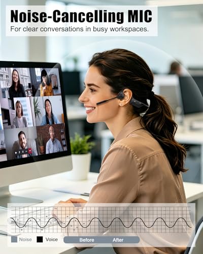Open Ear Headphones with Mic, Bluetooth 5.1 Headset, aptX Low Latency