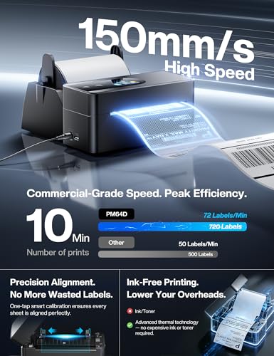 Phomemo Thermal Label Printer Upgraded with Touchable Screen, Shipping Label Printer for Small Business, 4x6 Wireless Thermal Label Printers for Shipping Package, with 750 Labels, Pink