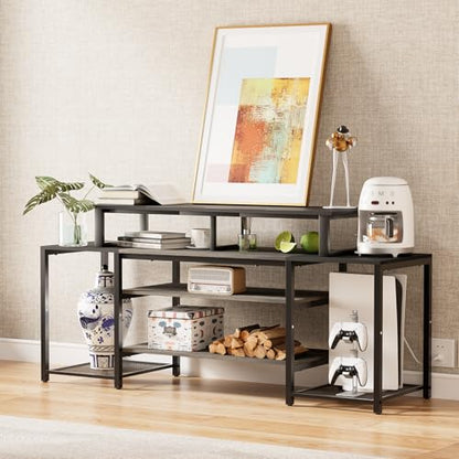 aboxoo 45" TV Riser for 32-60 inch TV, TV Shelf with Steel Legs - color: Black, size: 45 inch