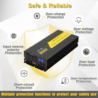 Miumoon 2000W Primary Sump Pump Backup System, Basment Protection Backup Inverter, Black, LCD Display, Auto Switches for Continuous Sump Pump Operation, Basement Emergency and Power Outage Backup - style: 2000W