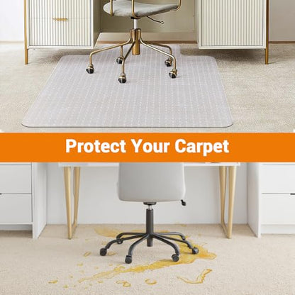 Office Chair Mat for Carpet, 45'' x 53'' Computer Desk Chair Mat for Carpeted Floors, Easy Rolling Hard Mat for Office Chair on Carpets Anti-Slip Carpet Protector Mat Clear Ship Flat - size: Convex with nails 45*53in