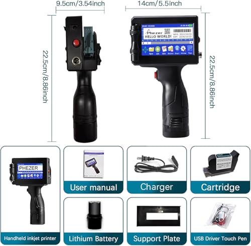 Phezer 1inch/25.4mm Handheld Inkjet Printer P15-1