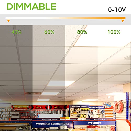 hykolity 2x4 LED Flat Panel Light,Back-Lit Dimmable,Drop Ceiling,6 Pack | 30/40/50W Selectable 0-10V Dimmable 5000K 6500LM Recessed Lights for Office Classroom Hospital Garage Replaces 3-Lamp F32T8 - size: 2x4FT