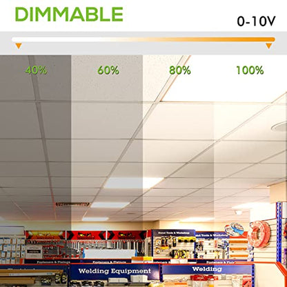 hykolity 2x4 LED Flat Panel Light,Back-Lit Dimmable,Drop Ceiling,6 Pack | 30/40/50W Selectable 0-10V Dimmable 5000K 6500LM Recessed Lights for Office Classroom Hospital Garage Replaces 3-Lamp F32T8 - size: 2x4FT