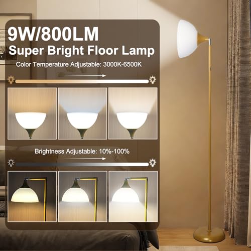 Torchiere Floor Lamp, 76" Tall Light Stand Lamp Dimmable with Remote, Gold - color: Gold