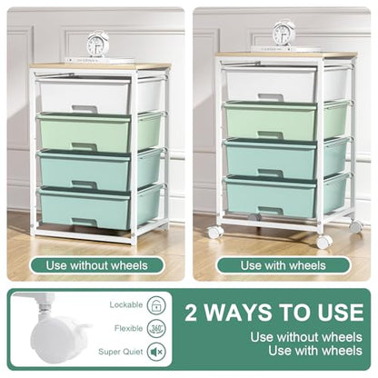 SYKIARIOL Rolling Cart with Drawers, 4-Drawer Utility Cart, Green - color: Green, size: 4 Drawers