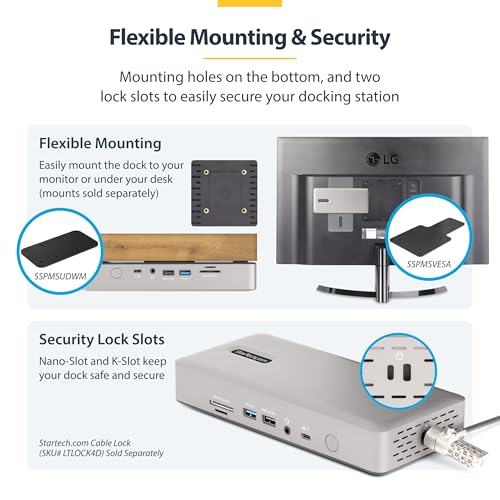 StarTech Thunderbolt 4 Dock, Quad 4K Win, Dual 4K Mac, 16-Port 40Gbps, 100W | Driverless USB4 and Thunderbolt, Up to four 4K 60Hz on Windows, Dual 4K 60Hz on M3/M4/M5 MacBooks, Intel/AMD/Snapdragon