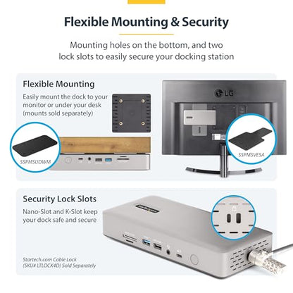 StarTech Thunderbolt 4 Dock, Quad 4K Win, Dual 4K Mac, 16-Port 40Gbps, 100W | Driverless USB4 and Thunderbolt, Up to four 4K 60Hz on Windows, Dual 4K 60Hz on M3/M4/M5 MacBooks, Intel/AMD/Snapdragon