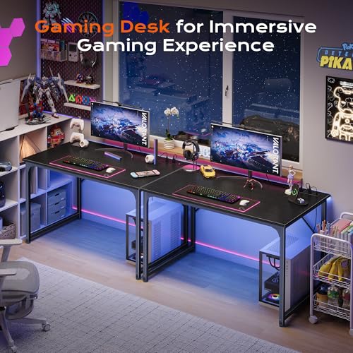 PRAISUN 40 X 24 Inch Deeper Desk with Power Outlets - color: Black, size: 39.4*23.6 inch