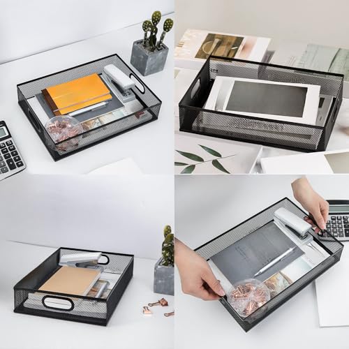 Metal Mesh Desk Organizer Tray, for Home, Classroom, Office. | A4 Large Office Storage Box Set, 12.6X 9.1 x 2.8Inches, and Storage Containers for Gift Wrap, and Crafts - size: 12.6" x 9.1" x 2.8" (1 Piece)