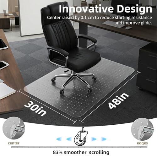 Office Chair Mat for Low-Pile Carpet 30" x 48", Compact Carpet Protector - size: 30" x 48" (for low-pile carpet)