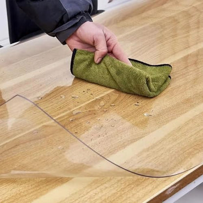 Custom Size Clear Table Cover Protector, PVC Desk Mat, Custom Shapes, Easy to Clean Burn-Proof, Waterproof Tablecloth for Kitchen, Dinning Room, Office Furniture Floor Surface Anti-Scratch