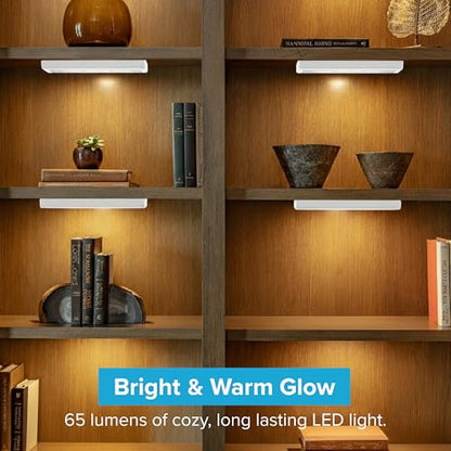 Pack of 2 Wireless LED Stick on Lights Battery Operated Under Cabinet Lighting - 8.5 Inches Long - 65 Lumens Push Light for Kitchen, Closet, and Countertops - size: 2 pack, style: Tap Control
