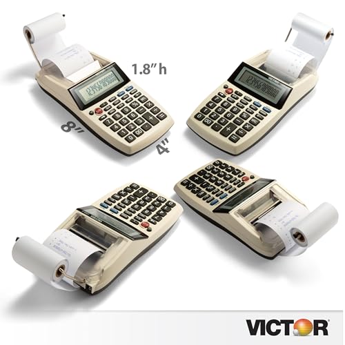 Victor 1205-4 12 Digit Portable Palm/Desktop Commercial Printing Calculator, 1.8" x 4" x 8"