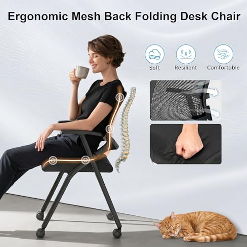 [20 Pack] Folding Office Chair on Wheels, Heavy Duty Conference Chair