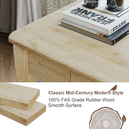 Solid Wood Desk with Drawers - 24 x 16 Inch Simple Narrow Desks, Rubber Wood Study Table, Small Writing Desk for Small Spaces|Bedroom - Natural Boho Desks - color: Natural, size: 23.6 in W x 15.7 in D