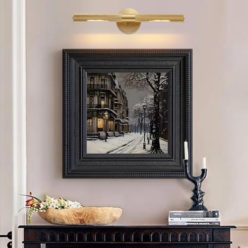 Brushed Brass Picture Light 19 inches Modern Gold Wall Sconce with Knurled Texture Cylinder Metal Shades Rotatable 360°Indoor Wall Lighting Fixture Bathroom Vanity Light Bedroom Living Room - color: 19 inches Gold-Knurled Texture Shades