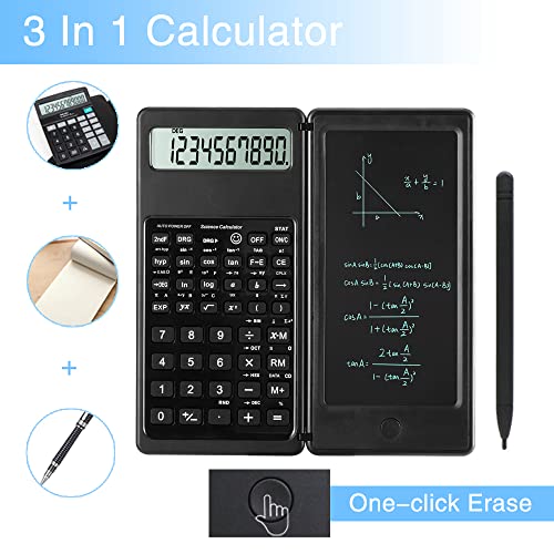 LveSunny Scientific Calculator for Students, 10-Digit Large Screen Math Calculator with Notepad, School Calculator for Middle School, High School and College, Back to School Supplies, Black - color: Black