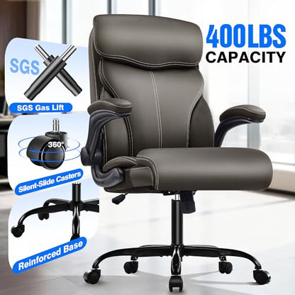 AreShark Leather Office Chair - Executive High Back Ergonomic Desk Chairs | Breathable Computer Chair with Lumbar Support & Rock Function, Rolling Swivel Seat for Working, Studying, Gaming & Relaxing - color: Dark Brown