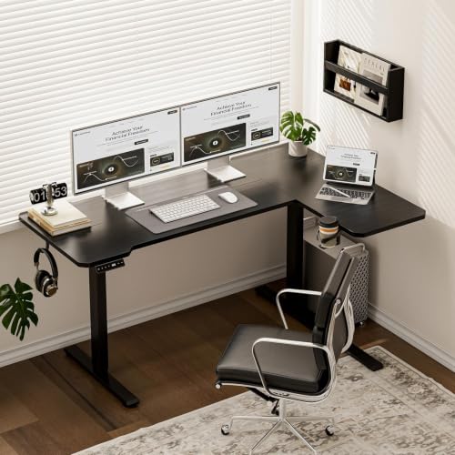 Acrolix L Shaped Electric Standing Desk, 43x31.5 Inch Reversible, Black - color: Black, size: 43