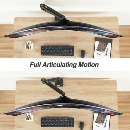 AVLT Single 17"-49" Super Ultrawide Monitor Arm Desk Mount Black | Screens up to 50 lbs Premium Aluminum Stand Adjustable Pneumatic Height Full Motion Swivel Tilt Rotation USB 3.0 & AUX Ports - color: Black